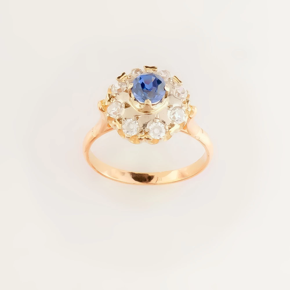 Кольцо с фианитом из красного золота 583 пробы