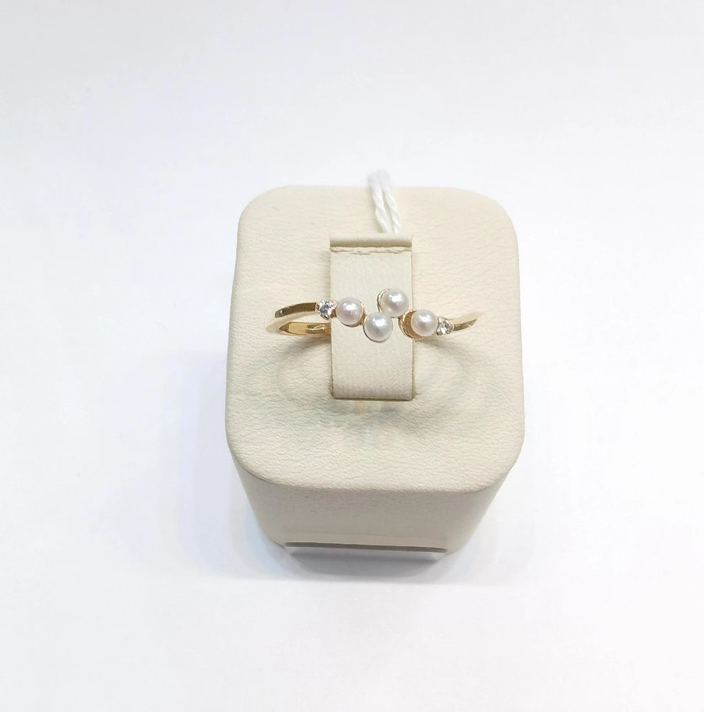 Кольцо с культивированным жемчугом из красного золота 585 пробы