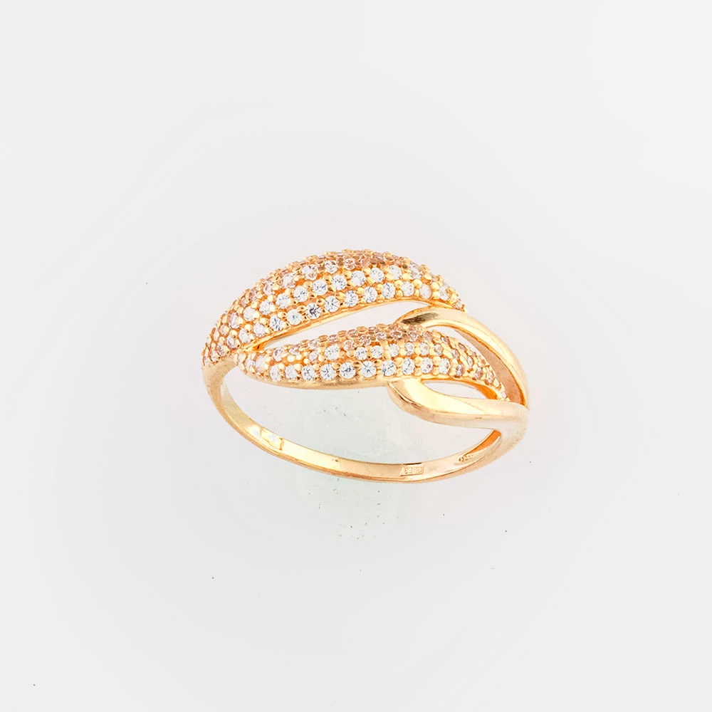 Кольцо с фианитом из красного золота 585 пробы