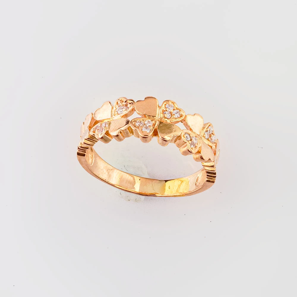 Кольцо с фианитом из красного золота 585 пробы