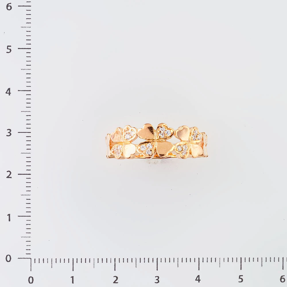 Кольцо с фианитом из красного золота 585 пробы