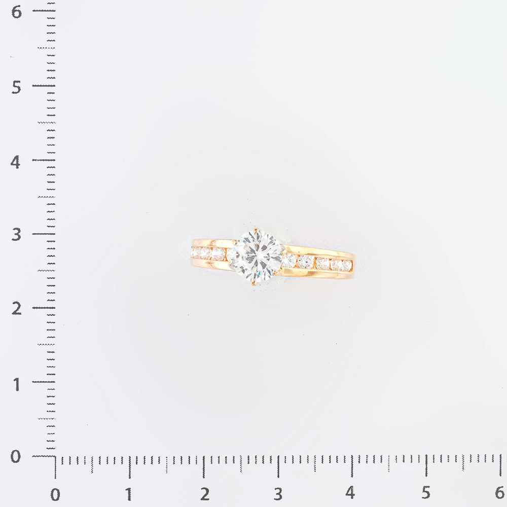 Кольцо с фианитом из красного золота 585 пробы