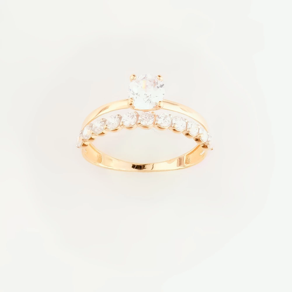 Кольцо с фианитом из белого золота 585 пробы