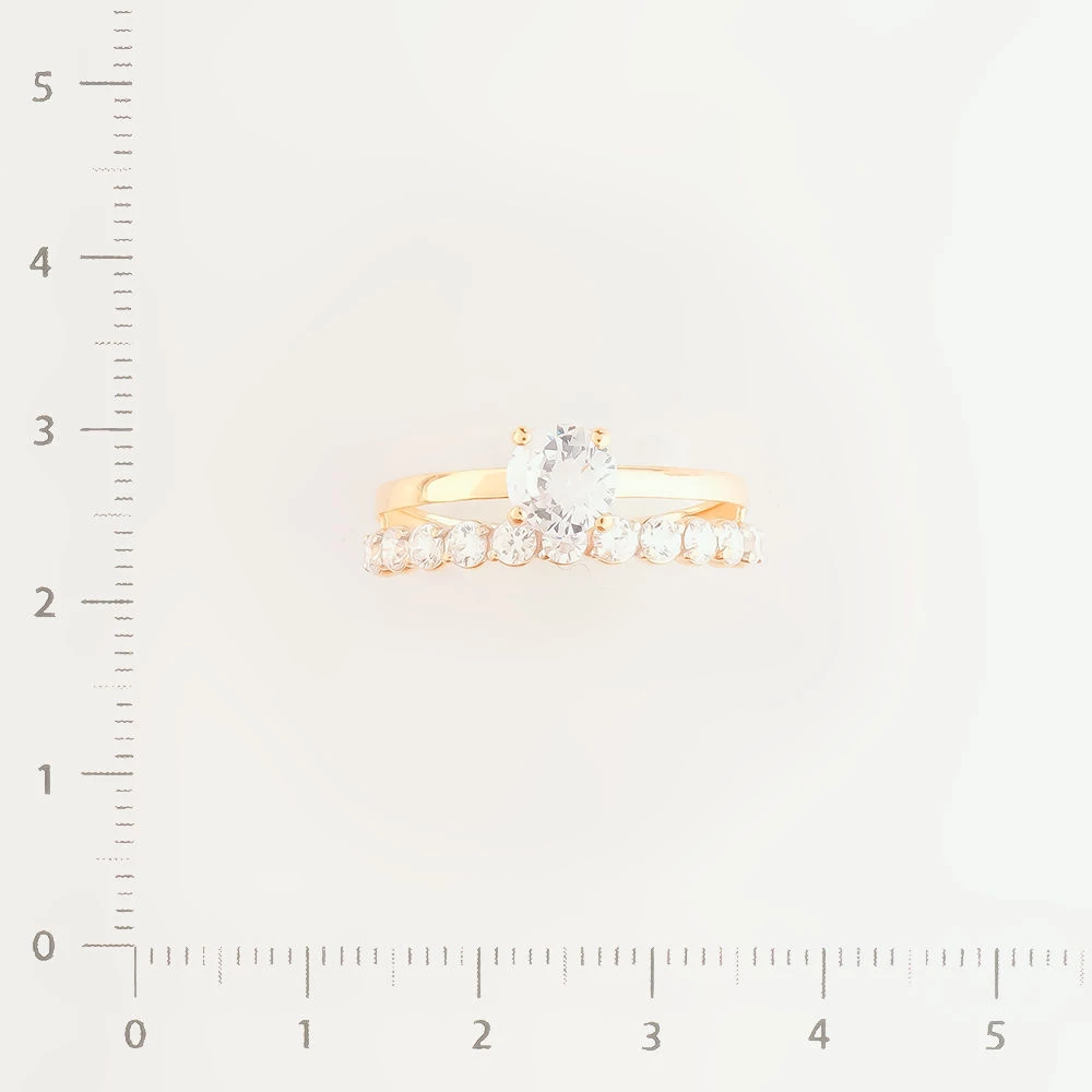 Кольцо с фианитом из белого золота 585 пробы