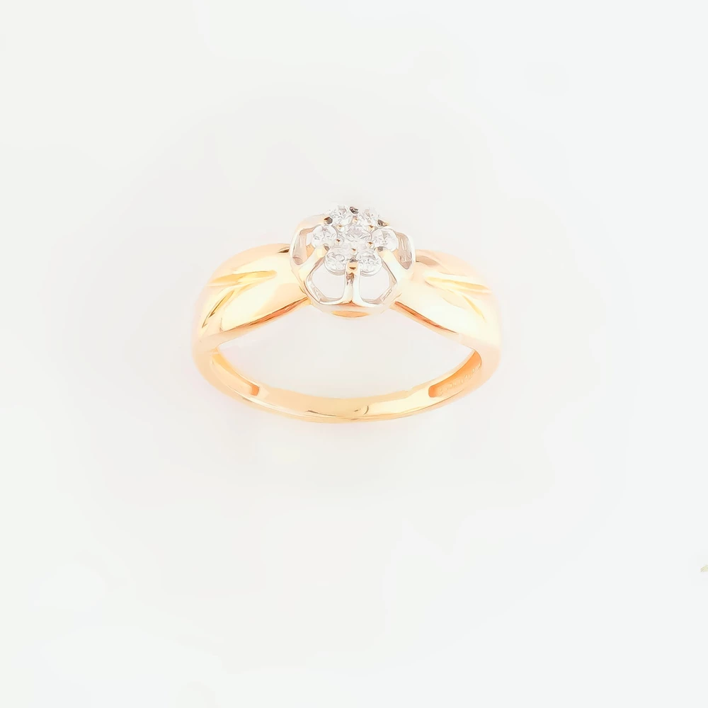 Кольцо с фианитом из красного золота 585 пробы