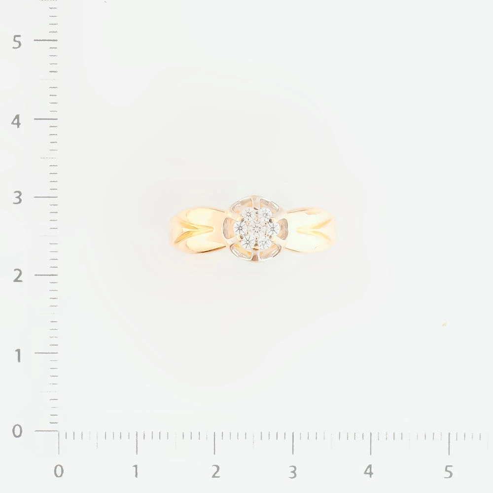 Кольцо с фианитом из красного золота 585 пробы