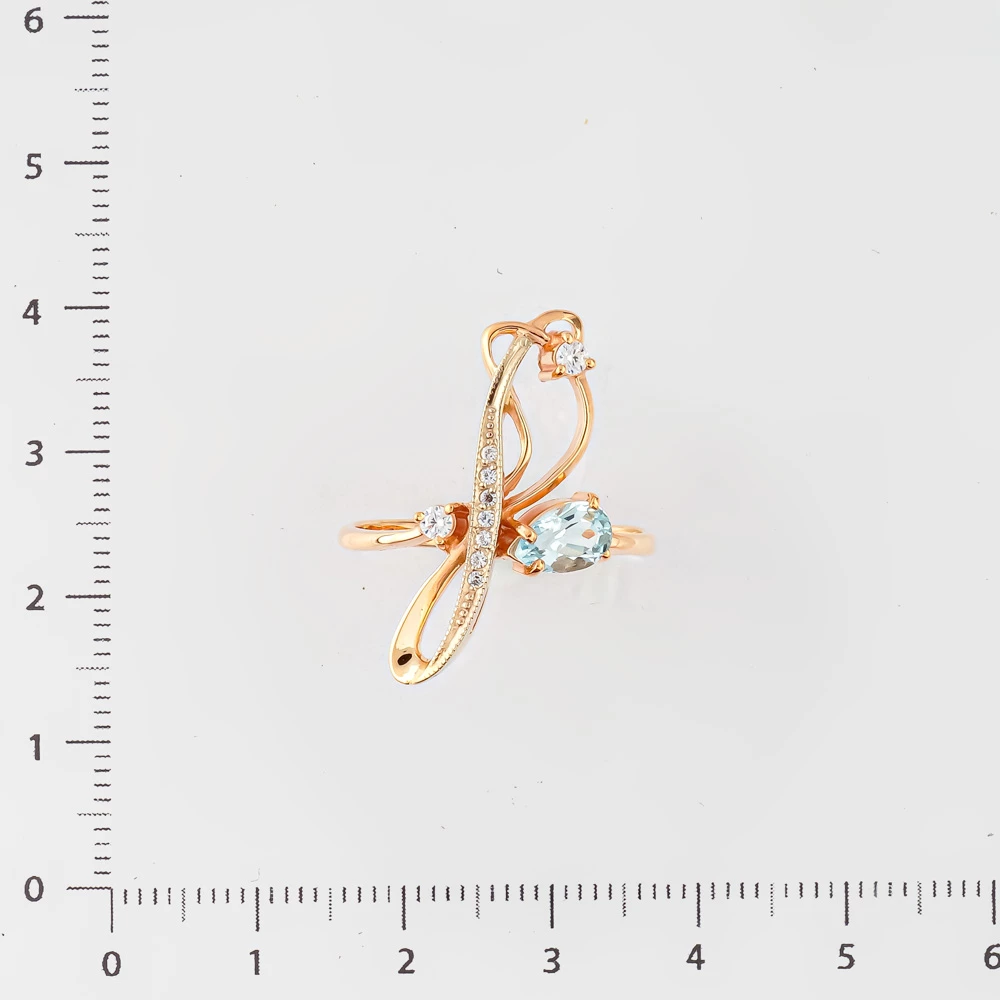 Кольцо с топазом из красного золота 585 пробы