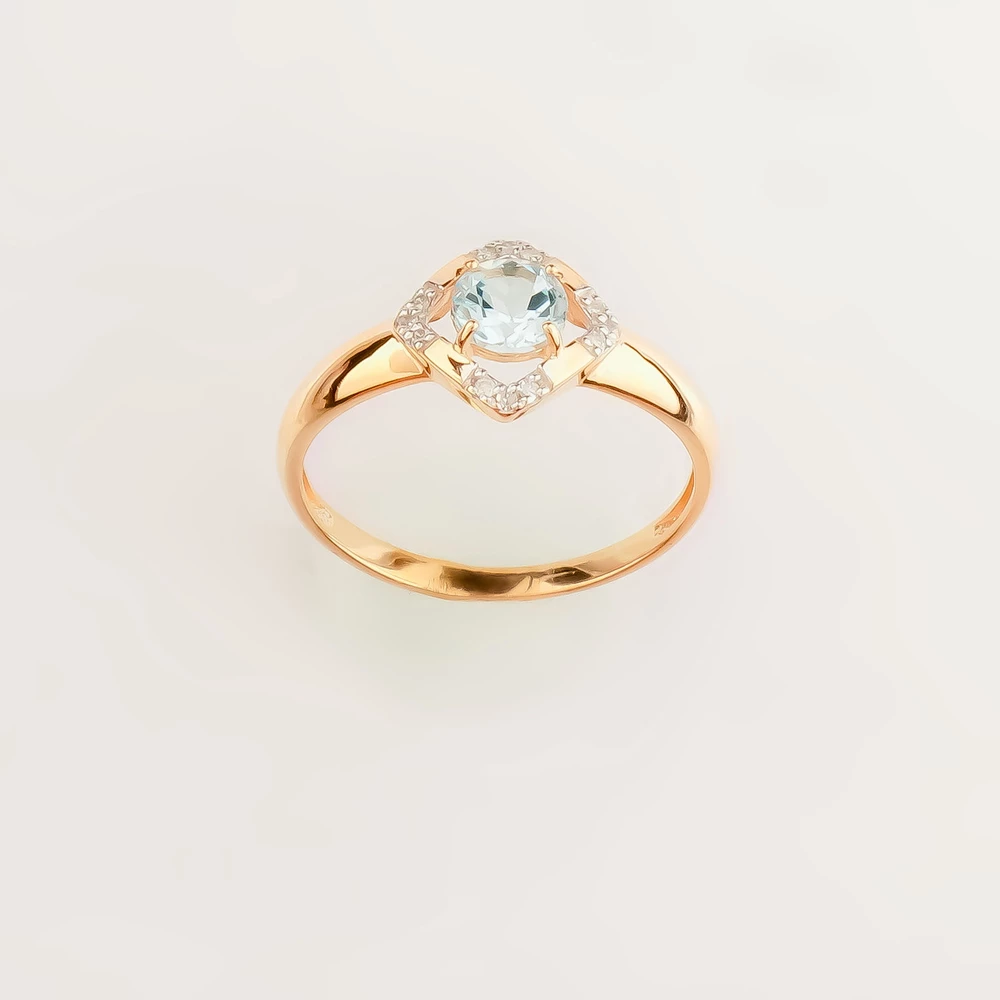 Кольцо с топазом из красного золота 585 пробы