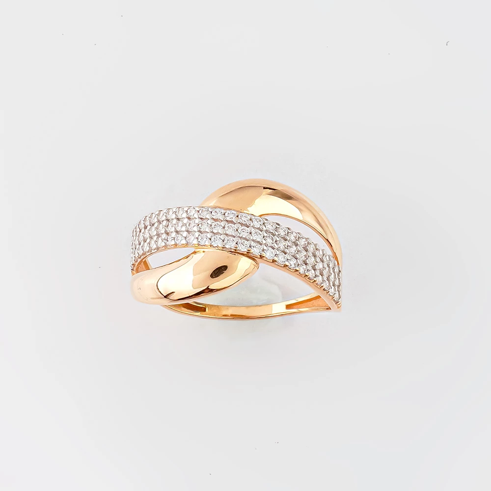 Кольцо с фианитом из красного золота 585 пробы