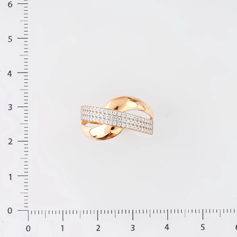 Кольцо с фианитом из красного золота 585 пробы