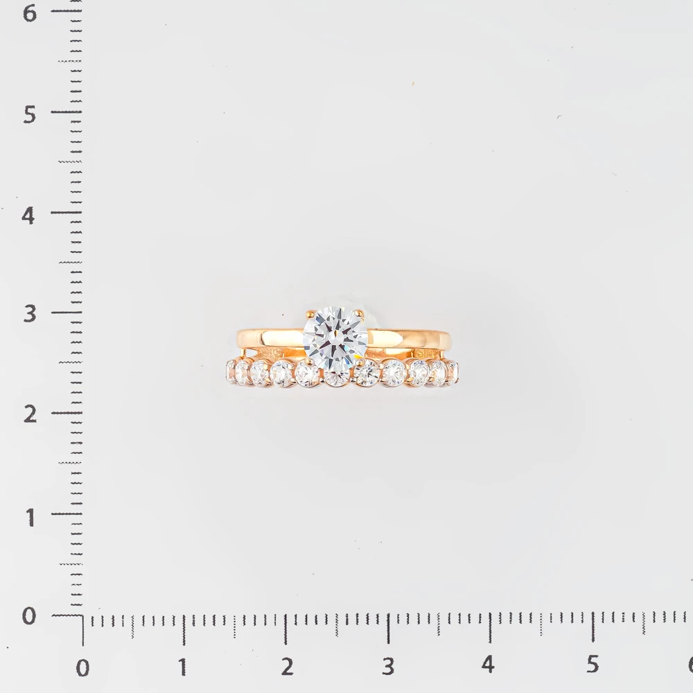 Кольцо с фианитом из красного золота 585 пробы