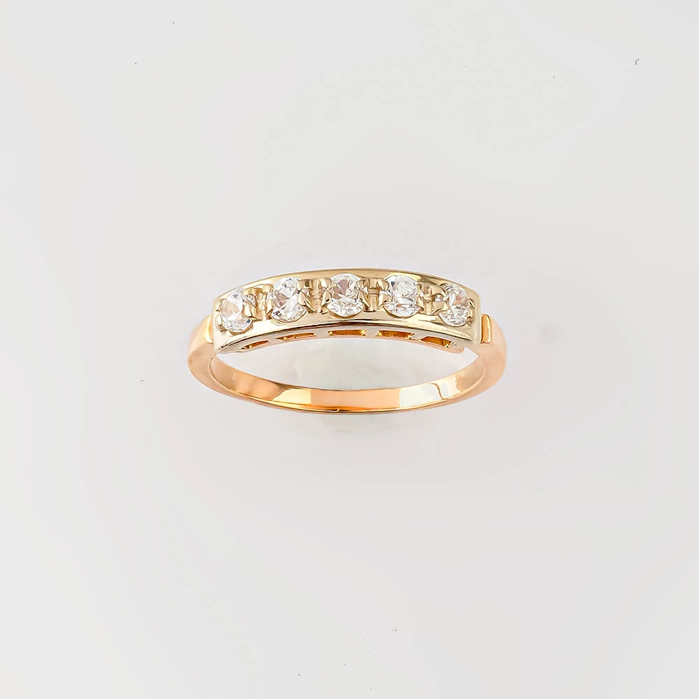 Кольцо с фианитом из красного золота 585 пробы