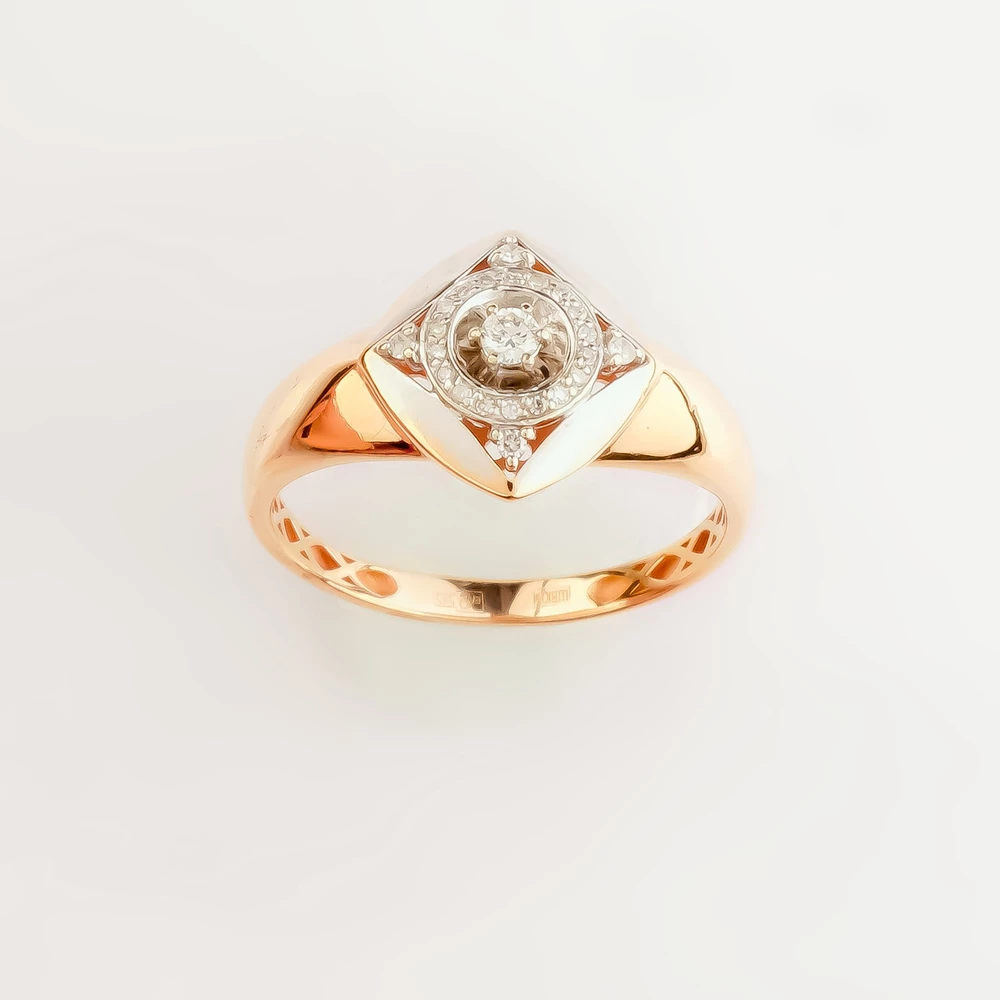 Кольцо с бриллиантом из красного золота 585 пробы