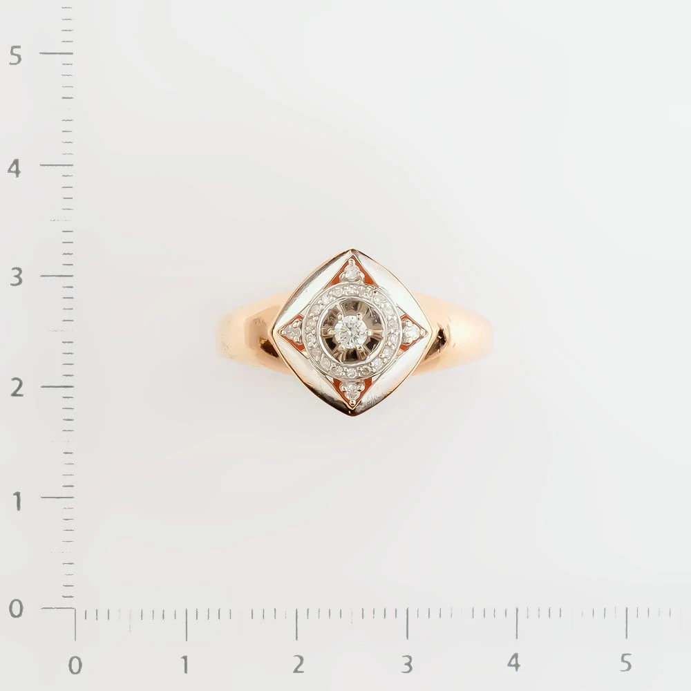 Кольцо с бриллиантом из красного золота 585 пробы