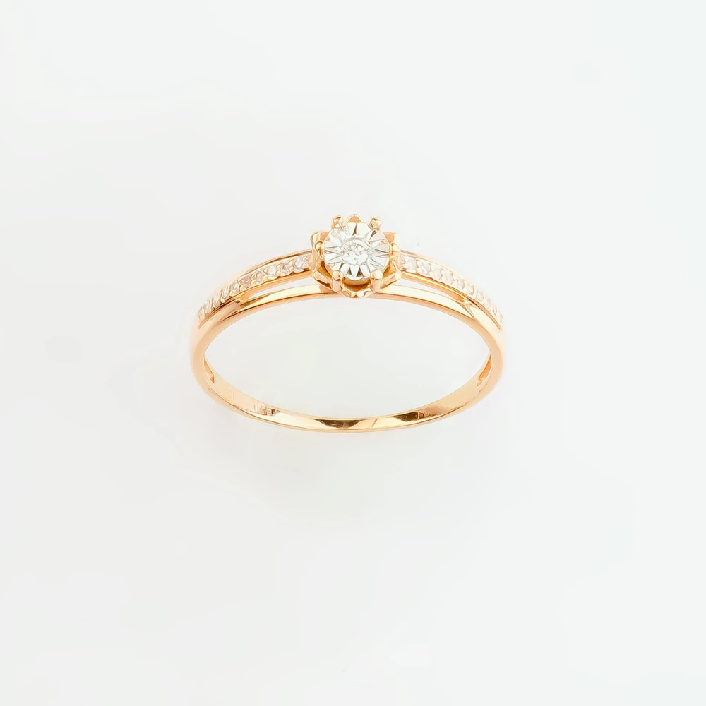 Кольцо с бриллиантом из красного золота 585 пробы