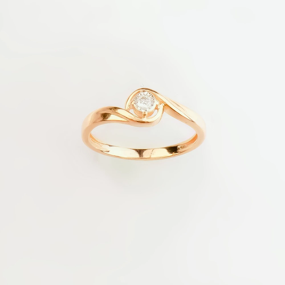 Кольцо с бриллиантом из красного золота 585 пробы