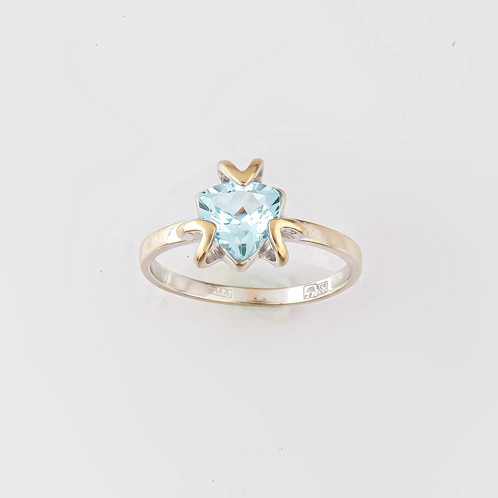 Кольцо с топазом из белого золота 585 пробы