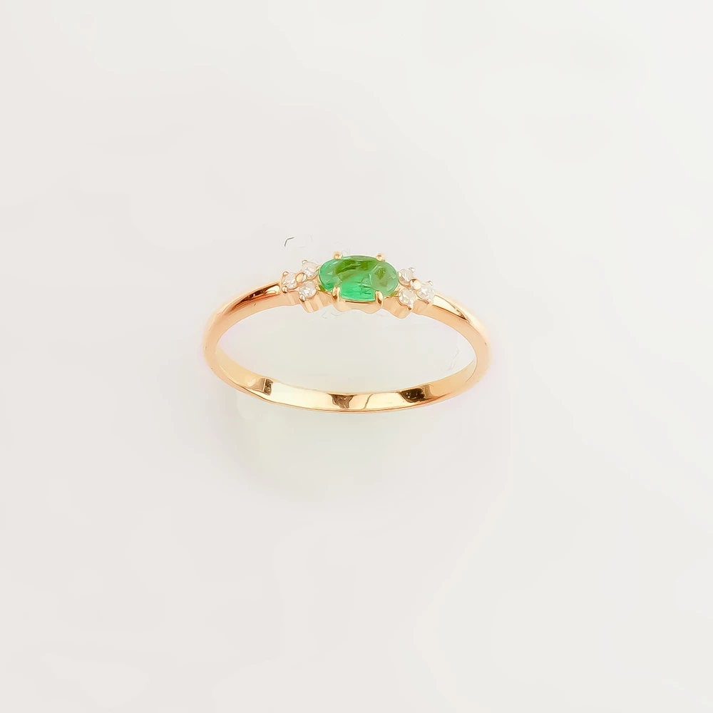 Кольцо с изумрудом из красного золота 585 пробы