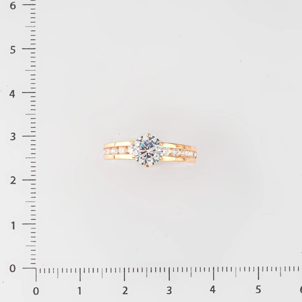 Кольцо с фианитом из красного золота 585 пробы