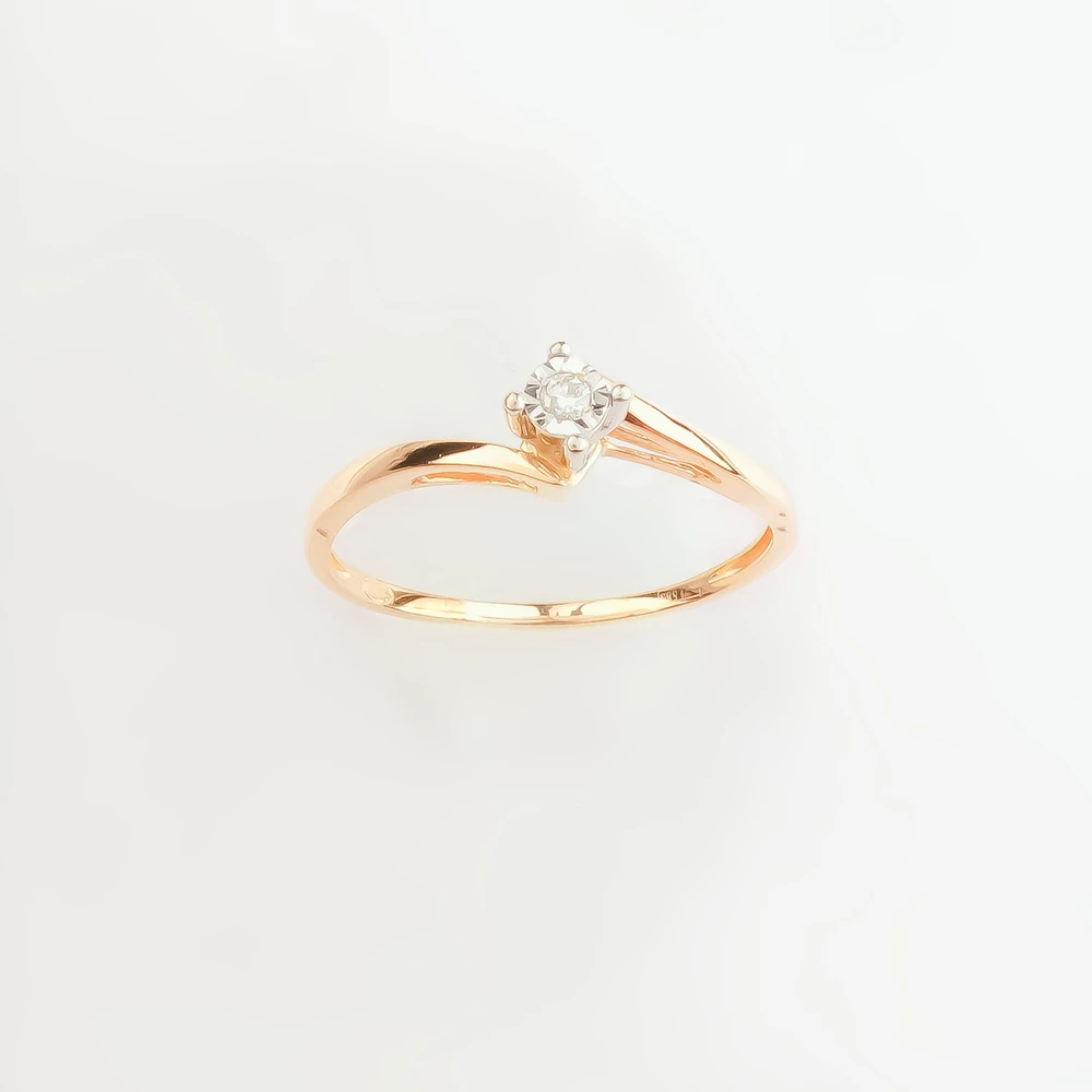 Кольцо с бриллиантом из красного золота 585 пробы