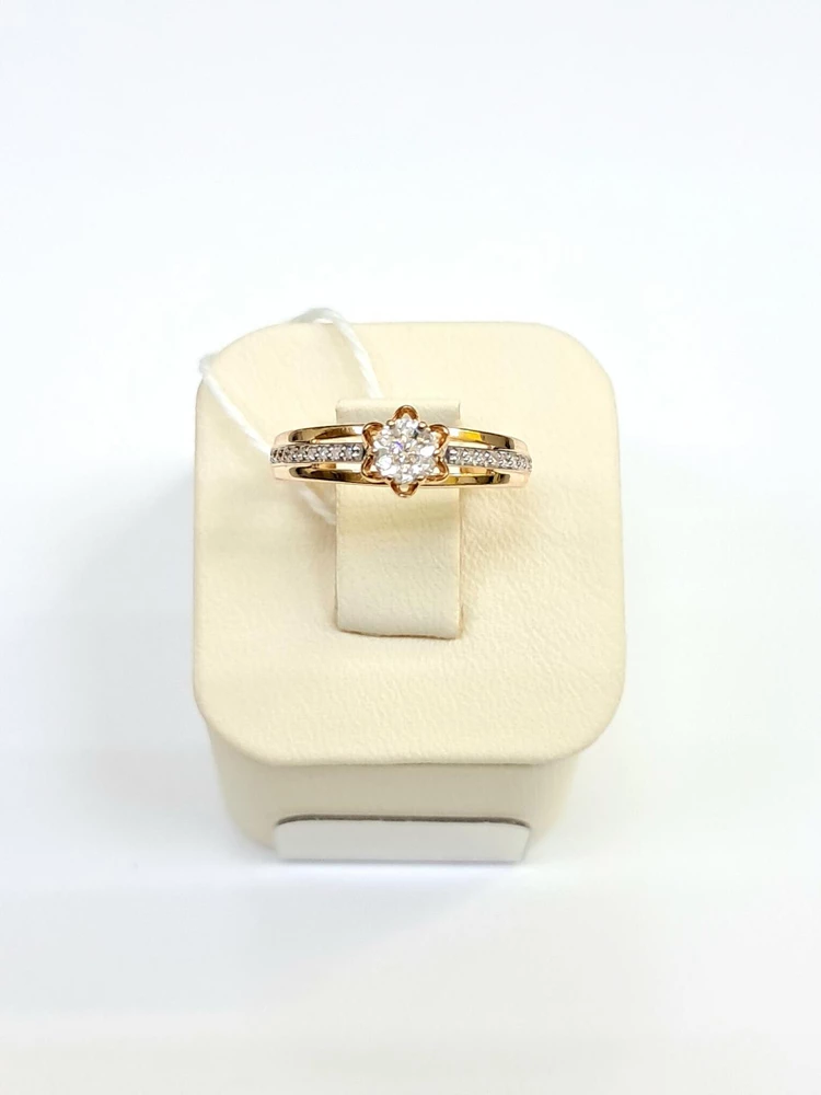 Кольцо с бриллиантом из красного золота 585 пробы