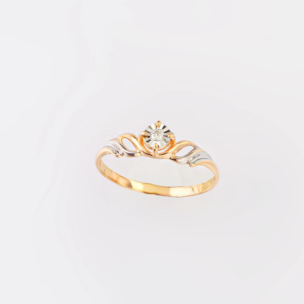 Кольцо с бриллиантом из красного золота 585 пробы