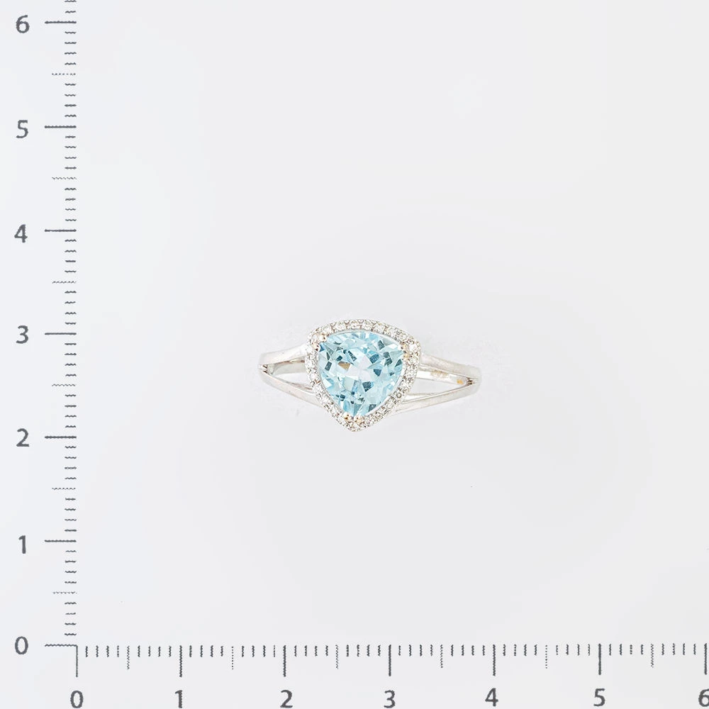 Кольцо с топазом из белого золота 585 пробы