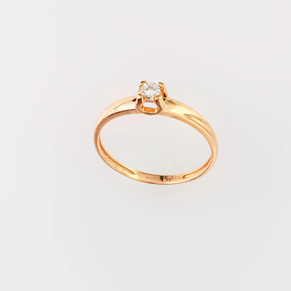 Кольцо с бриллиантом из красного золота 585 пробы