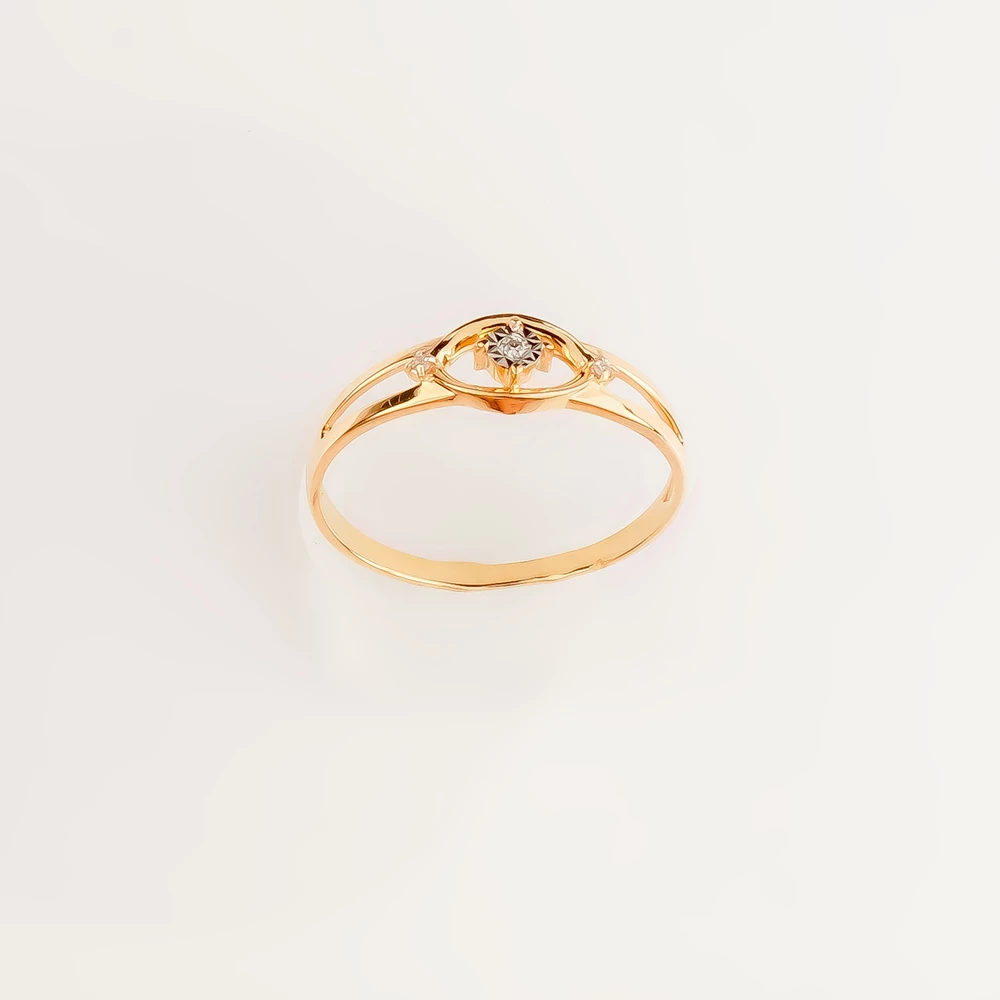 Кольцо с бриллиантом из красного золота 585 пробы