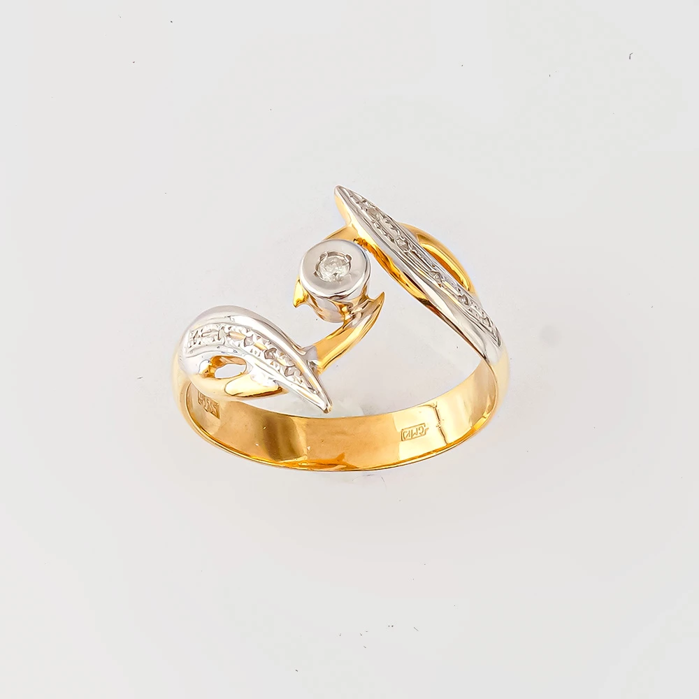 Кольцо с бриллиантом из желтого золота 585 пробы