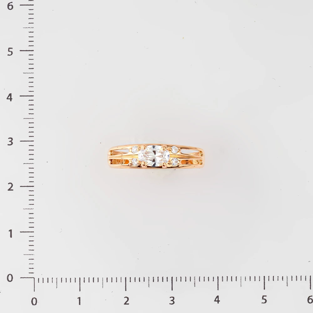 Кольцо с фианитом из красного золота 585 пробы