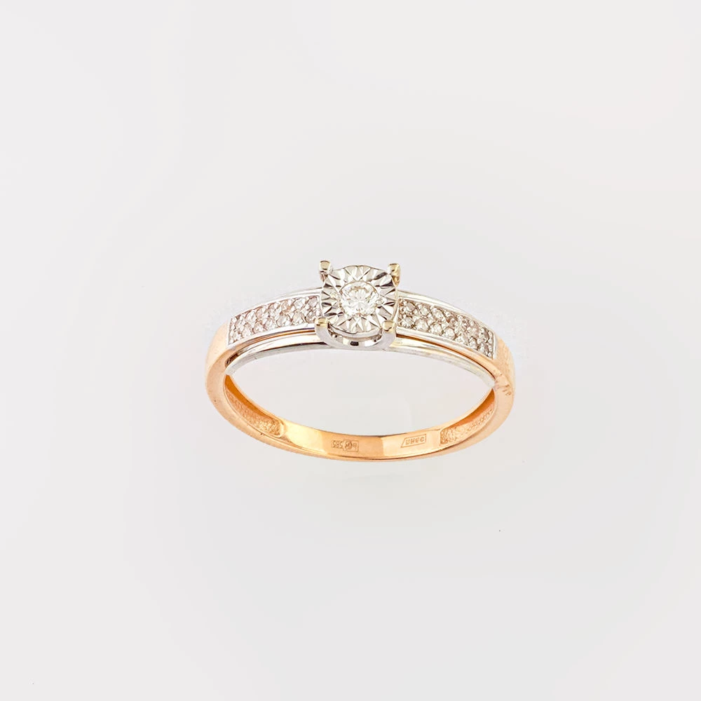 Кольцо с бриллиантом из красного золота 585 пробы