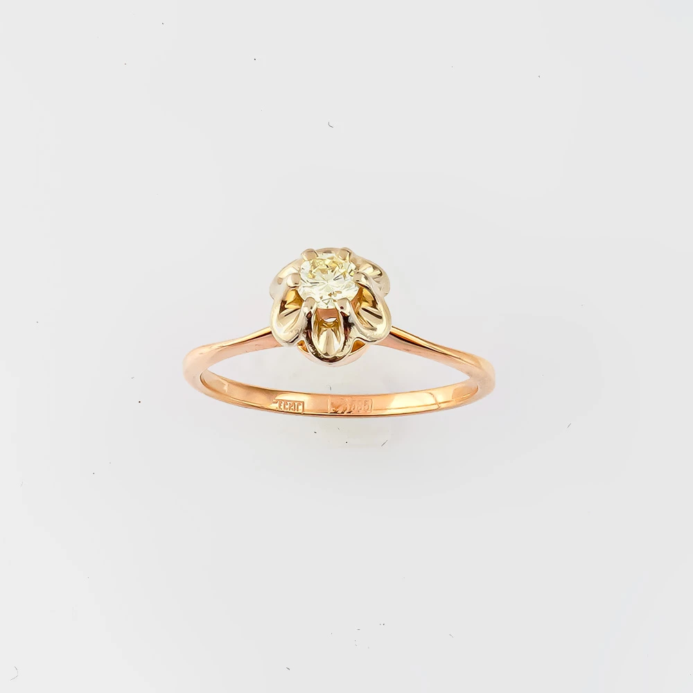 Кольцо с бриллиантом из красного золота 585 пробы