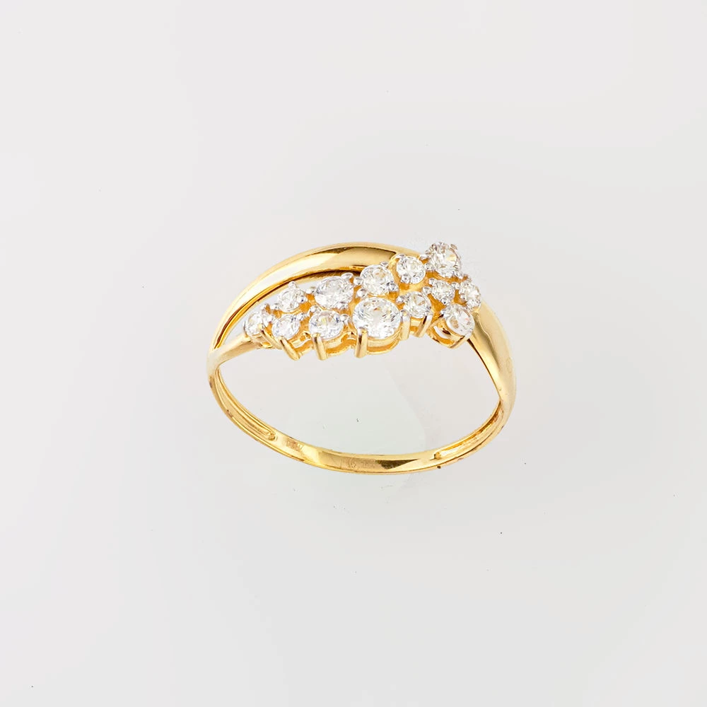 Кольцо с фианитом из желтого золота 585 пробы