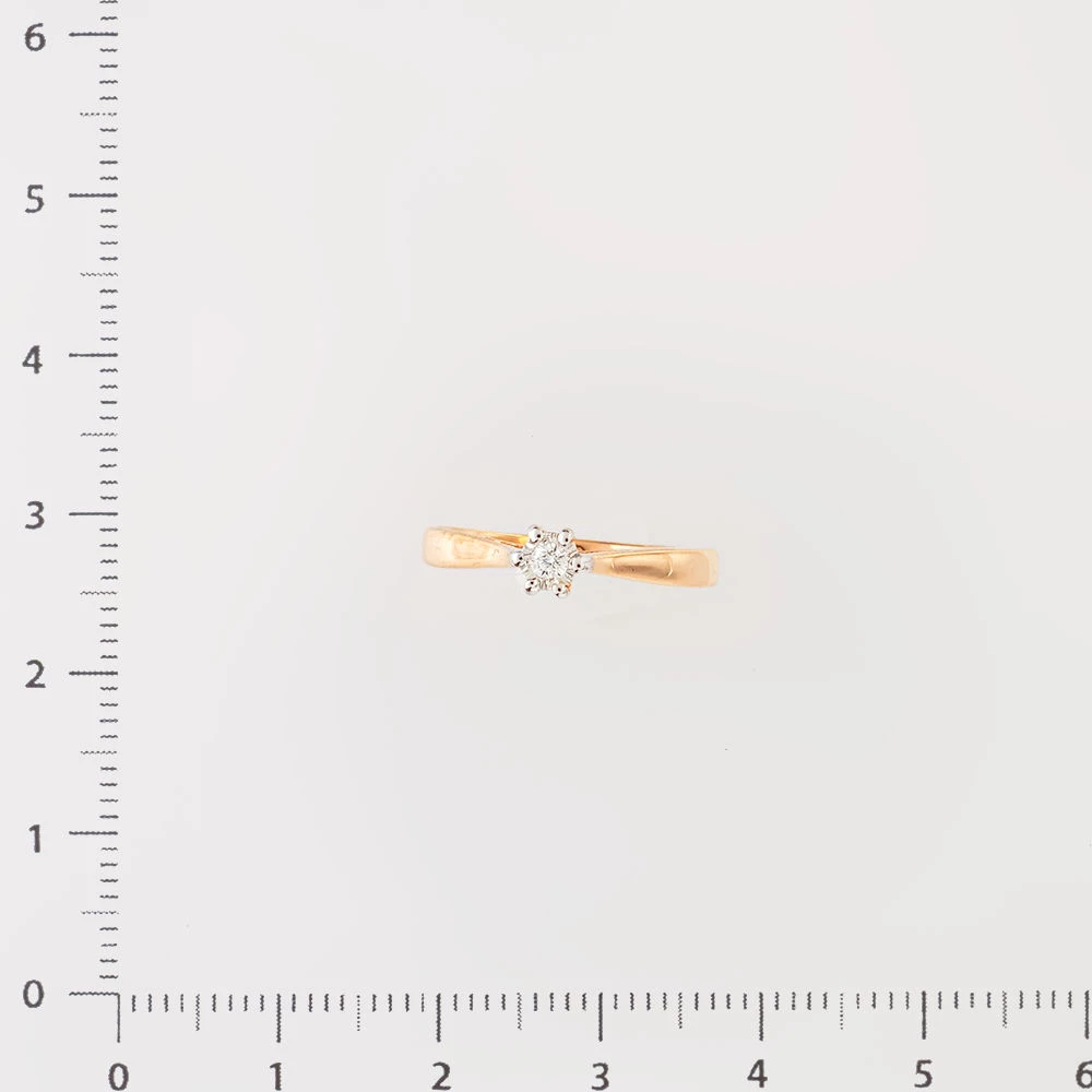 Кольцо с бриллиантом из красного золота 585 пробы