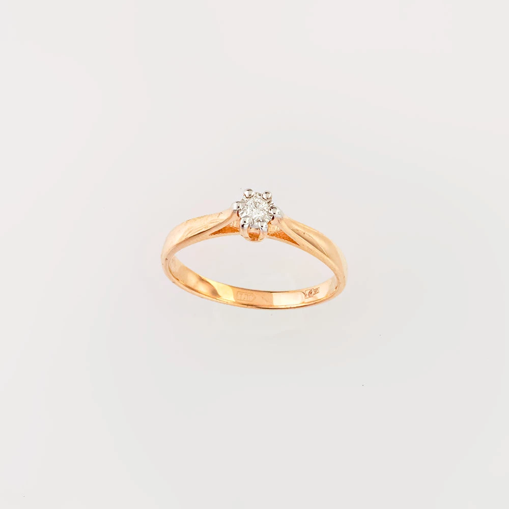 Кольцо с бриллиантом из красного золота 585 пробы