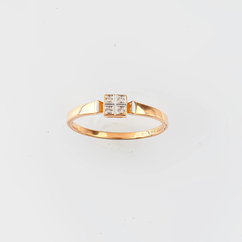 Кольцо с бриллиантом из красного золота 585 пробы