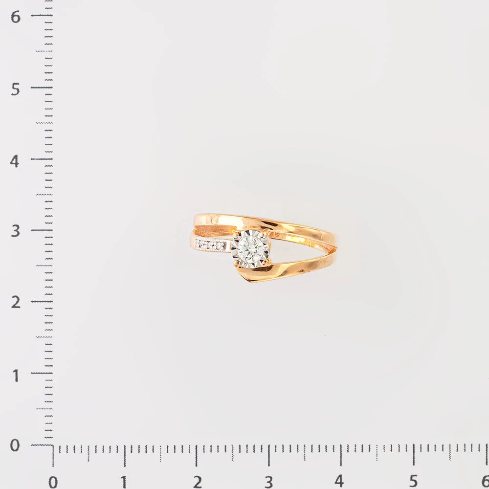 Кольцо с бриллиантом из красного золота 585 пробы