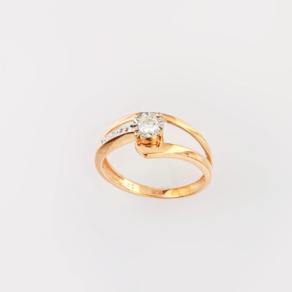 Кольцо с бриллиантом из красного золота 585 пробы