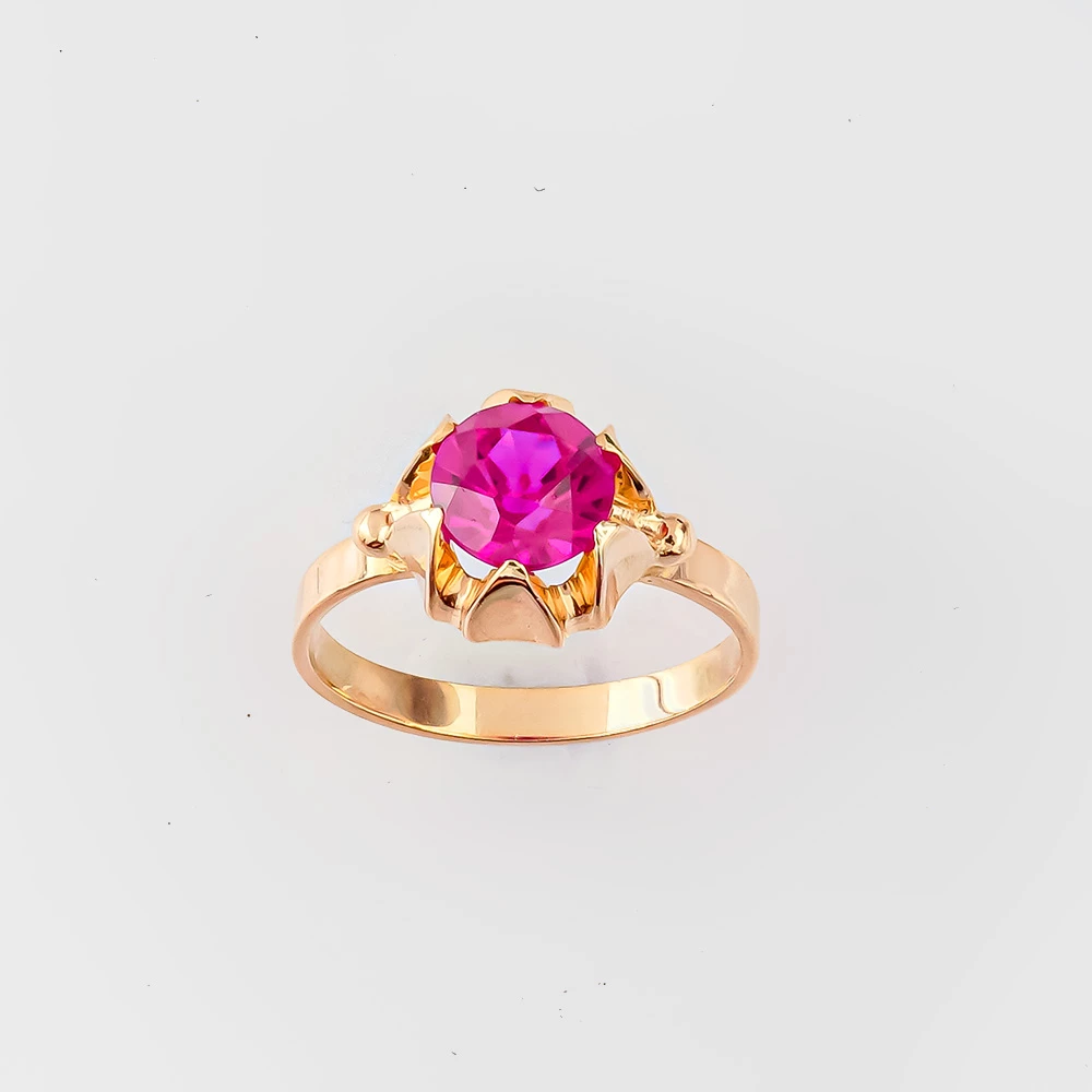 Кольцо с фианитом из красного золота 583 пробы