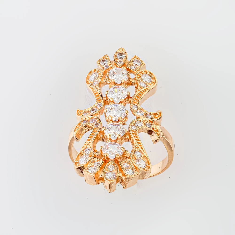 Кольцо с фианитом из красного золота 585 пробы