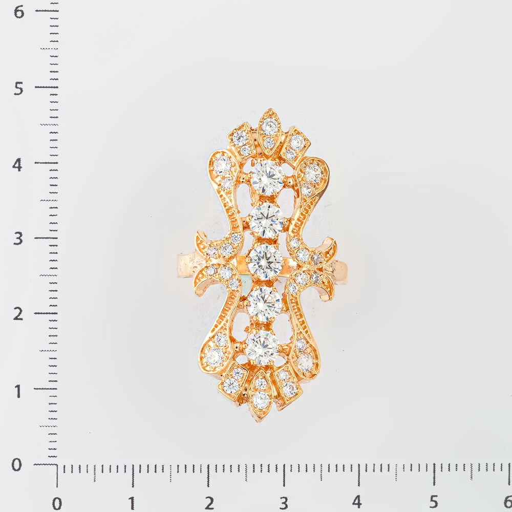 Кольцо с фианитом из красного золота 585 пробы