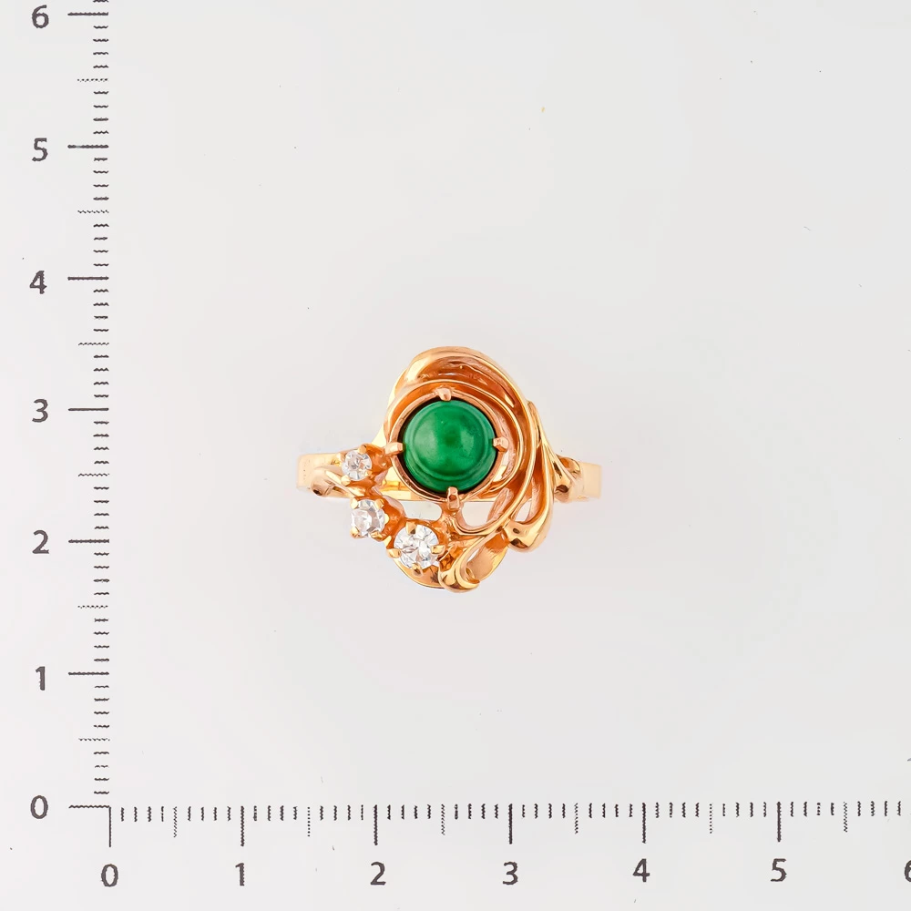 Кольцо с малахитом из красного золота 585 пробы