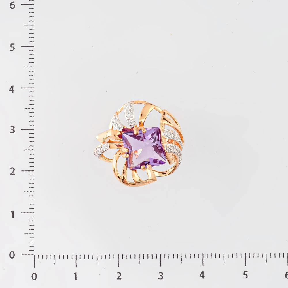 Кольцо с аметистом из красного золота 585 пробы