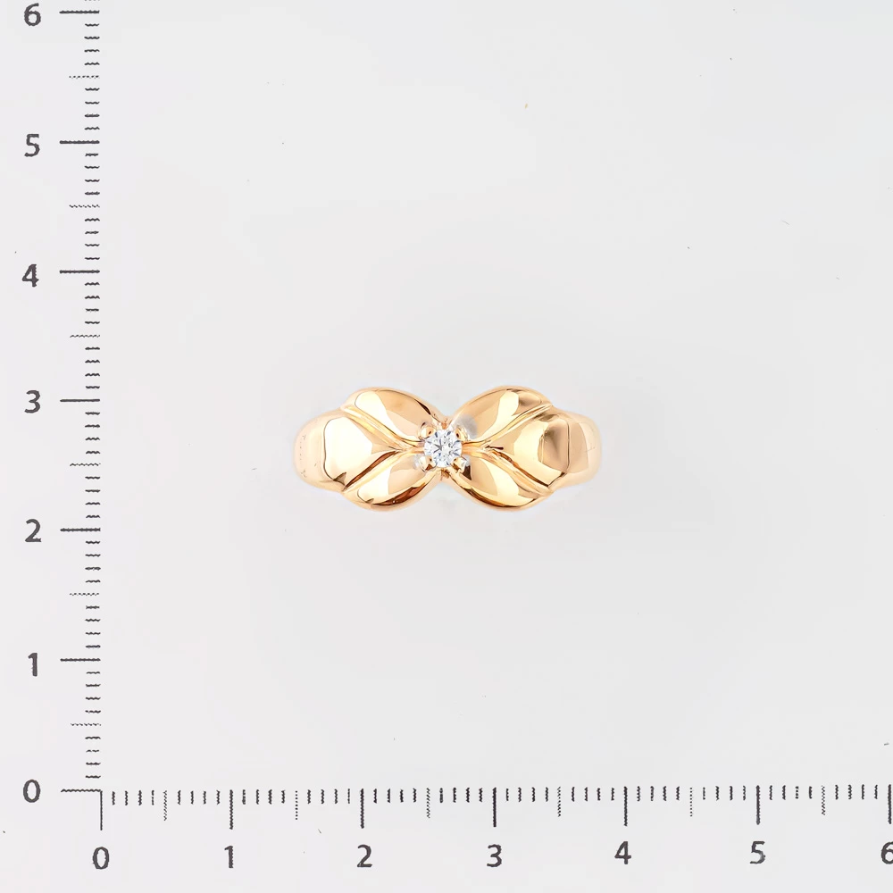 Кольцо с фианитом из красного золота 585 пробы