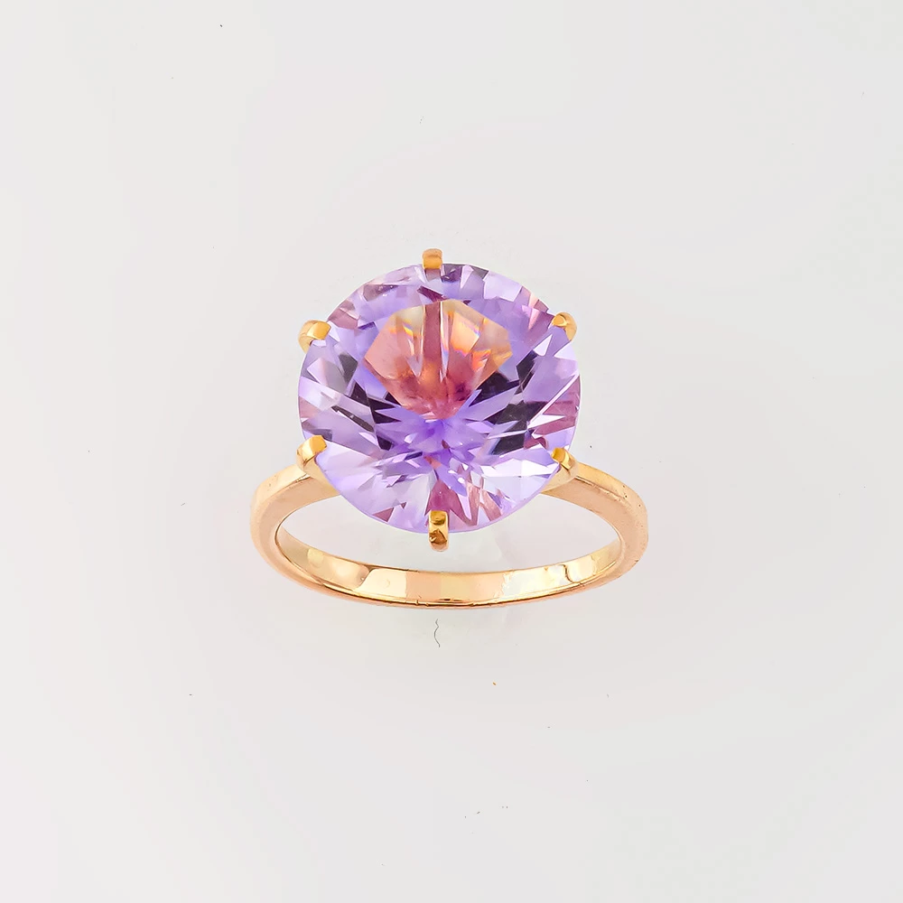Кольцо с аметистом из красного золота 585 пробы