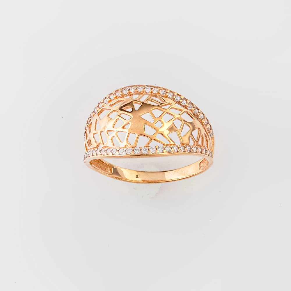 Кольцо с фианитом из красного золота 375 пробы Кольцо с фианитом из красного золота 375 пробы