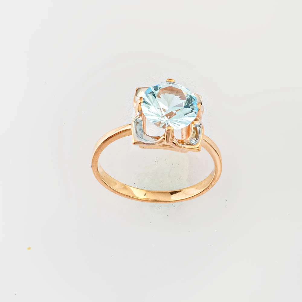 Кольцо с топазом из красного золота 585 пробы