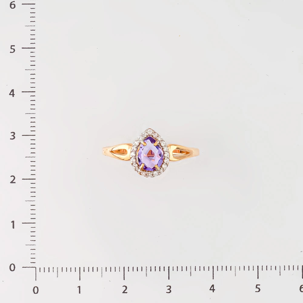 Кольцо с аметистом из красного золота 585 пробы