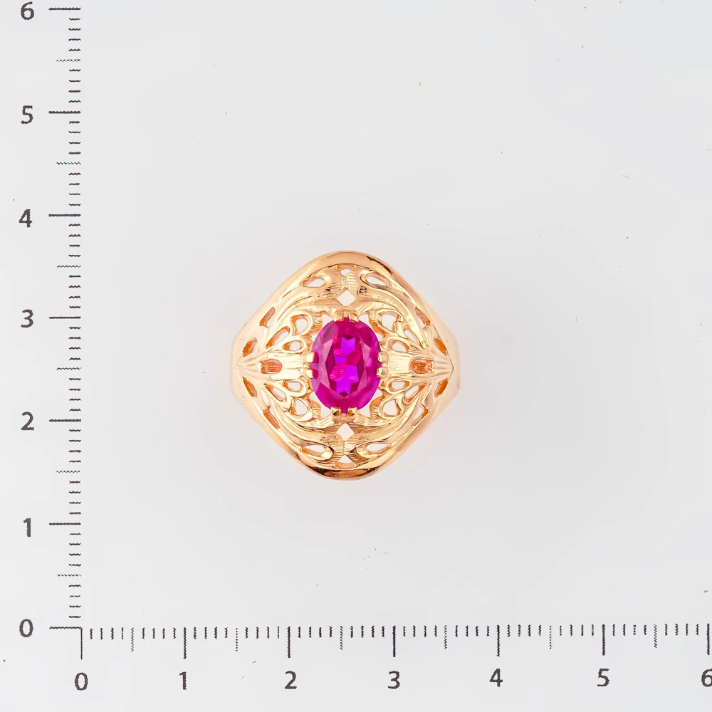 Кольцо с фианитом из красного золота 583 пробы